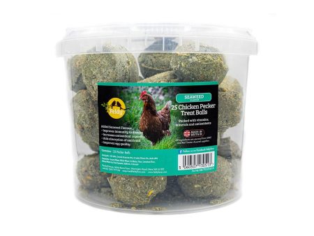 FELDY CHICKEN PECKER TREAT BALLS SEAWEED 25 BALL TUB For Sale