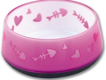 All For Paws Anti Slip Cat Bowl Pink Fish Fashion